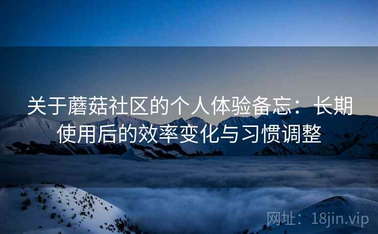 关于蘑菇社区的个人体验备忘：长期使用后的效率变化与习惯调整